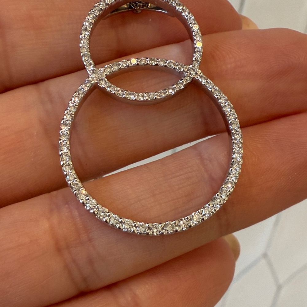 Roberto Coin 18k gold and diamond Double Circle Pendant - Picture 7 of 16